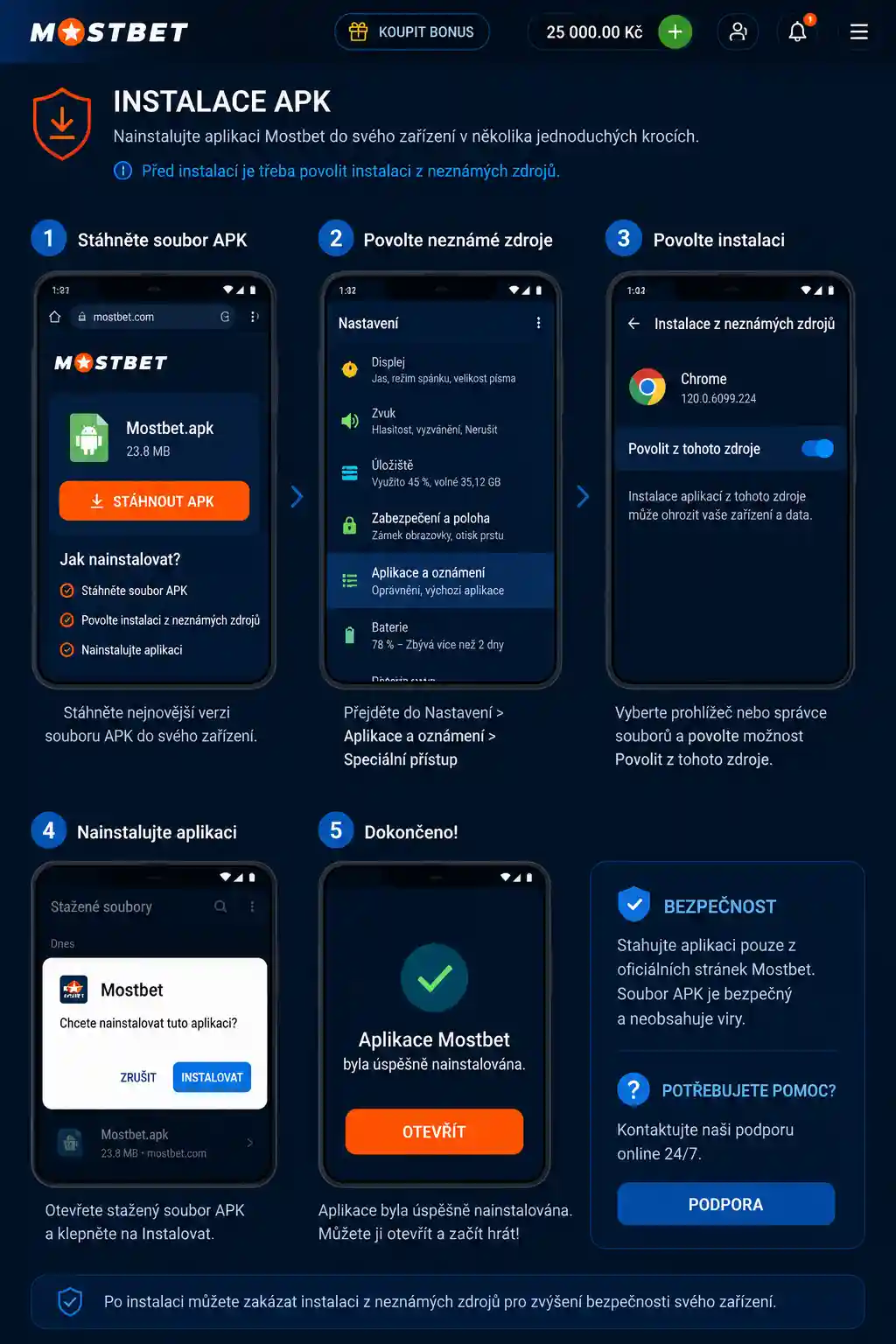 Obrazovka instalace APK souboru s povolením neznámých zdrojů